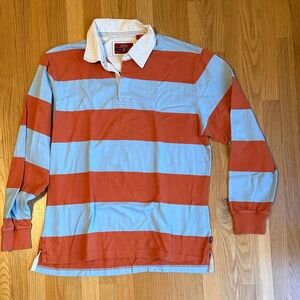 Izod Orange and Blue Striped Rugby Polo Shirt